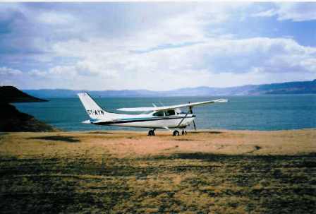 the eloplane to after parking at turkana lake